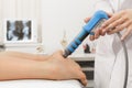 Extracorporeal Shockwave Therapy ESWT.Effective non-surgical treatment.Physical therapy for plantarfascitis with shock