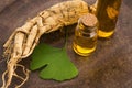 Extract of ginseng root and ginkgo biloba Royalty Free Stock Photo