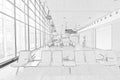 Extracted line draft from photo, arlanda airport Royalty Free Stock Photo