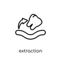 Extraction icon. Trendy modern flat linear vector Extraction icon on white background from thin line Dentist collection Royalty Free Stock Photo