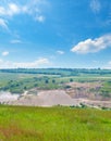 Extraction of limestone in an open pit. Vertical photo Royalty Free Stock Photo