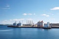 extraction and processing plant on the waterfront, with view of open sea