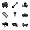 Extractive industry icons set, simple style