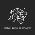 Extracurricular activities chalk white icon on black background