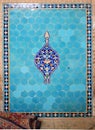 Extraordinarily beautiful decorations of blue tiles and traditional design, Yazd, Iran