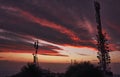 Extraordinary clouds on fire over the antenna in Attiki, Greece
