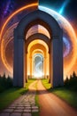 An open portal through two worlds generated by ai