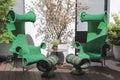 Extraordinary green chairs on patio