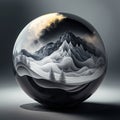 An extraordinary landscape orb made of minerals - hematite and quartz