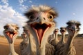 Extraordinary Ostrich selfie funny head. Generate Ai