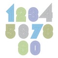 Extraordinary round striped numbers. Vector digits Royalty Free Stock Photo