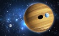 Extrasolar planet. Gas giant with moons. Royalty Free Stock Photo