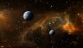 Extrasolar planets with nebula and stars in deep space Royalty Free Stock Photo