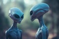 Extraterrestrial creatures talking outdoor. Generate ai