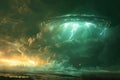 An extraterrestrial storm lightning illuminating strange skies Royalty Free Stock Photo