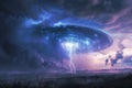 An extraterrestrial storm lightning illuminating strange skies Royalty Free Stock Photo