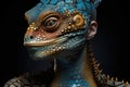 Extraterrestrial biological creature portrait, alien reptilian on black background. Generative ai