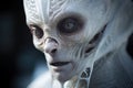 Spooky alien portrait, white extraterrestrial biological creature. Generative ai Royalty Free Stock Photo