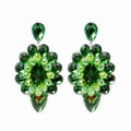 Extravagant big green earrings on a white background Royalty Free Stock Photo