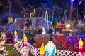 Extravagant Christmas Lights In Tropical Garden Royalty Free Stock Photo
