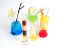 Extravagant, colorful beverages in fancy glasses Royalty Free Stock Photo