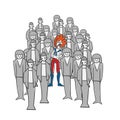 Extravagant concept vector illustration woman gray crowd