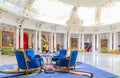 Extravagant decor of the Grand Salon Royal Lounge with a Baccarat crystal chandelier in the Negresco hotel Nice, France