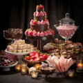 Extravagant Dessert Buffet with Towering Chocolate Fountain