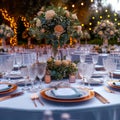 Extravagant event table at luxury wedding reception adorned beautifully