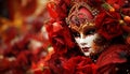 extravagant masquerade ball at the venice carnival with colorful masks and elaborate costumes