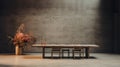 Extravagant Minimalism: A Captivating Dining Table In A Brutalist Setting Royalty Free Stock Photo
