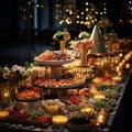 Extravagant Reception Buffet Setup with Visually Stunning and Vibrant Display