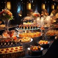 Extravagant Reception Buffet Setup with Visually Stunning and Vibrant Display