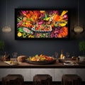 Extravagant Reception Buffet in Vibrant Art Style