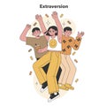 Extraversion in the Big Five Personality. Flat vector illustration.