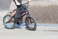 Extrem Sport. Boy jumping with his street-bike