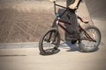 Extrem Sport. Boy jumping with his street-bike