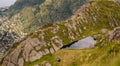 Dramatic Zipline over Bergen Norway with Fjords and Mountains in the background Royalty Free Stock Photo