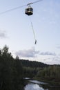 Extreme adventure in Latvia - bungee jumping of cable car over river Gauja in Latvia