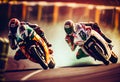 Extreme athlete Sport Motorcycles Raceing on race track.Generate Ai