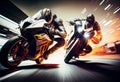 Extreme athlete Sport Motorcycles Raceing on race track.Generate Ai