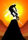 Extreme bicycle racing jump on the mountain vector