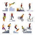 Extreme City Sports Flat Icons Set