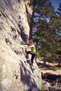 Extreme climber on the rock Royalty Free Stock Photo