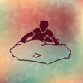 Extreme climbing men vector silhouette an a rock