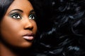 Beauty portrait of african woman with curly long hair Royalty Free Stock Photo