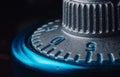 extreme close up of a blue or teal combination lock in abstract