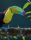 Extreme close up of the colorful keel-billed toucan