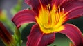 Extreme Close up Colorful Red and Purple Daylily Royalty Free Stock Photo