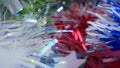 extreme close-up, detailed, bright shiny metallic tinsel. christmas background Royalty Free Stock Photo